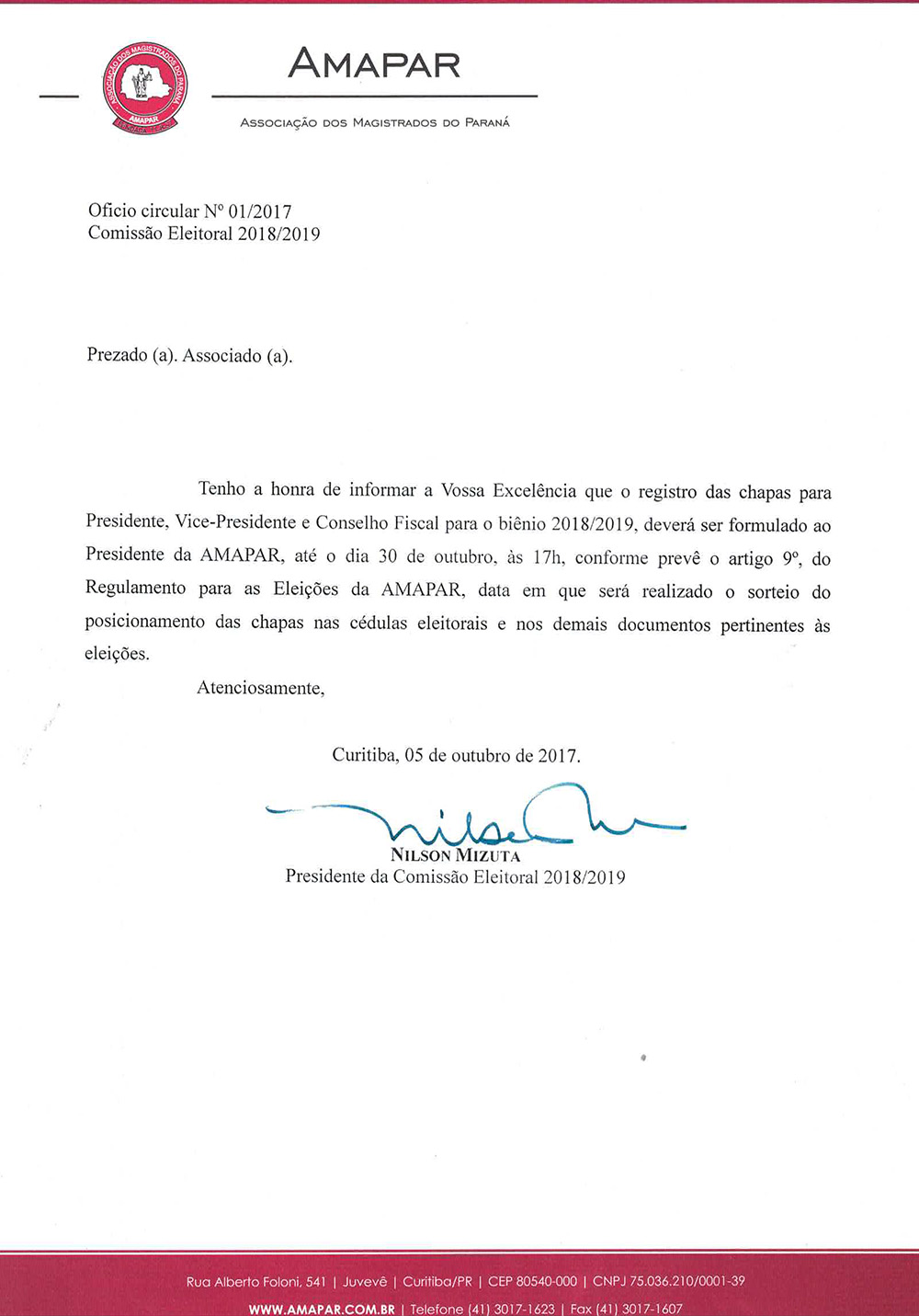 oficiocomissaoeleitoral1819